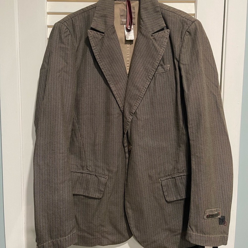 Diesel Dark Brown Pinstripe Blazer